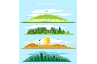 Vector flat forest landscape