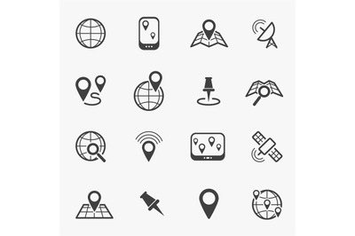 Location and navigation line icons