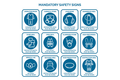 Mandatory health safety signs