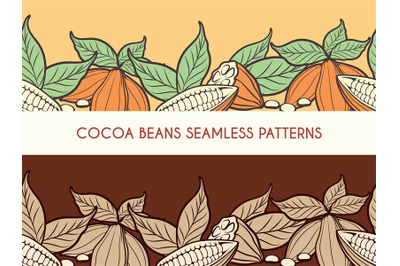 Cocoa beans seamless patterns