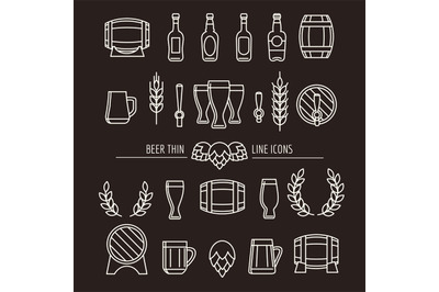 Beer thin line icons