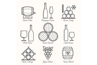 Wine line icons