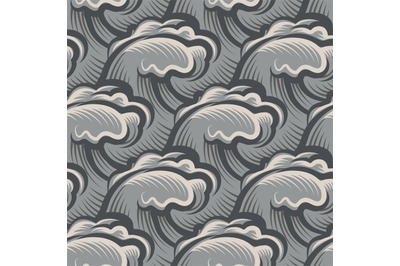 Vintage seamless ocean waves pattern