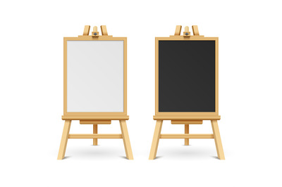 School black and white blank boards on easel vector illustration