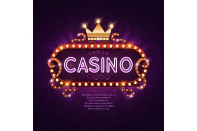 Vegas casino retro light sign for game background vector illustration