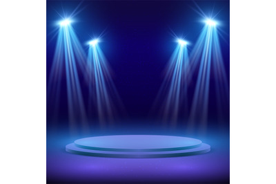 Concert stage with spot light lighting. Show performance vector backgr