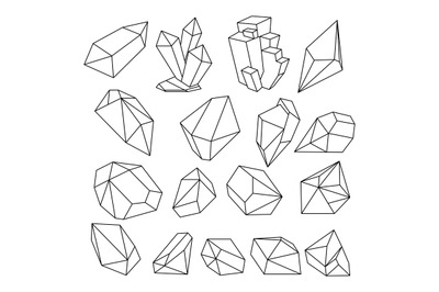 Geometric 3d crystal line shapes vector set