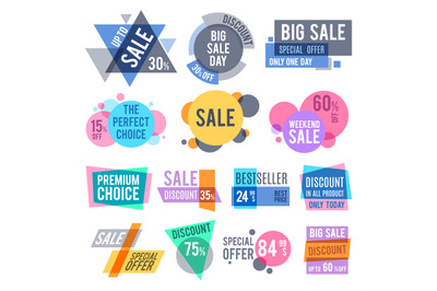 Promotion badges&2C; best offer and price stickers and discount labels ve