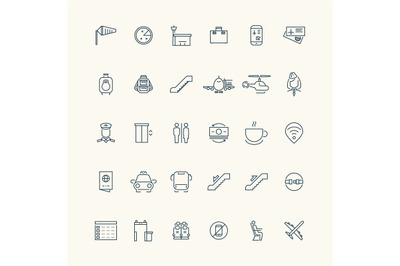 Airport and aviation line icon collection