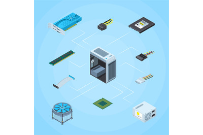 Vector isometric electronic devices infographic illustration