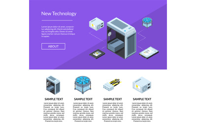 Vector isometric electronic devices website page template illustration