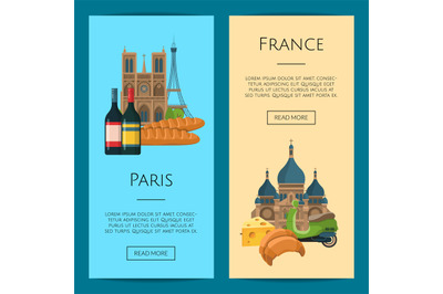 French charm. Vector cartoon France sights objects illustration