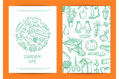 Vector gardening doodle icons illustration