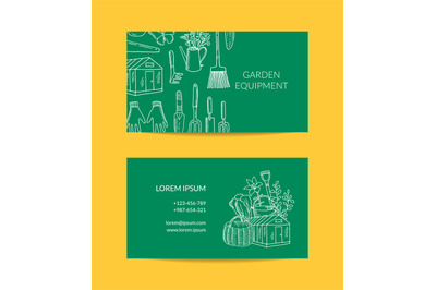 Vector gardening doodle icons business card