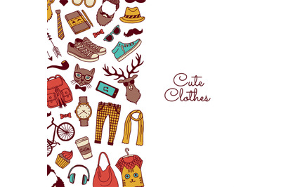 Vector hipster doodle icons background with place for text illustratio