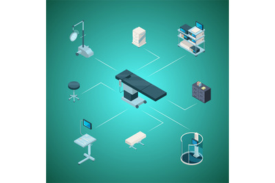 Vector isometric hospital icons infographic concept illustration