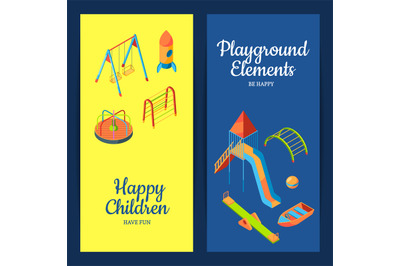 Vector isometric playground objects web banners illustration