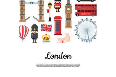 Vector cartoon London sights with place for text illustration