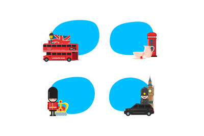 Vector London sights stickers illustration