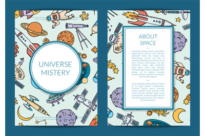 Vector hand drawn space science elements card