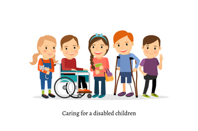 Disabled or handicapped children with friends