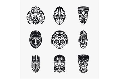 Tribal, ethnic mask icons