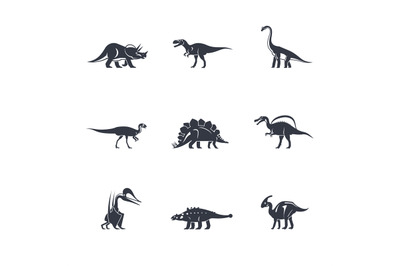 Dinosaurs silhouettes icons