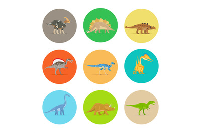 Dinosaurs flat icons