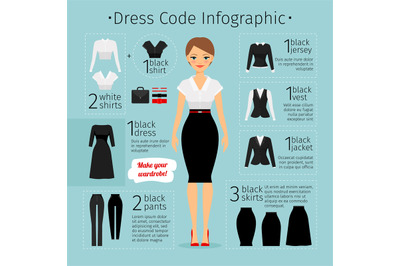 Business woman clothes infographics