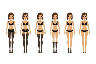 Women in different types of lingerie