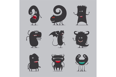 Cute black monsters icons