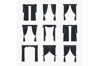 Vector black curtain icons