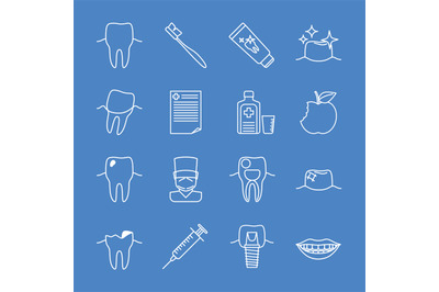 Stomatology dental line icons