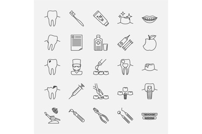 Dental clinic line icons