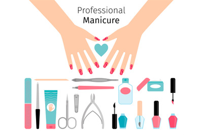 Professional manicure poster in flat style