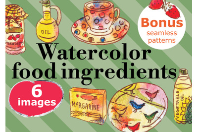 Watercolor food objects for cooking