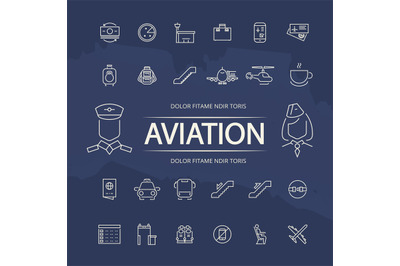 Aviation outline icons collection