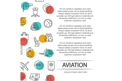 Aviation poster concept with outline icons