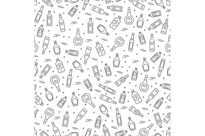 Alcoholic drinks bottles seamless pattern