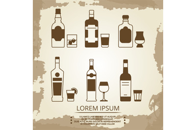 Vintage grunge poster with alcoholic drink icons