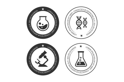 Science labels collection with silhouette icons