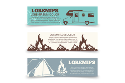 Vintage camping banners template collection