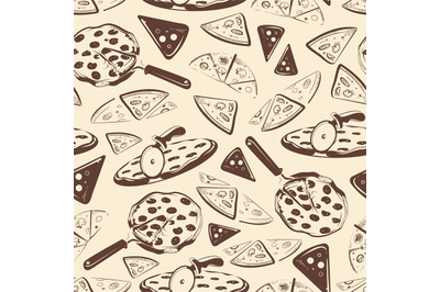 Vintage pizza slices seamless pattern