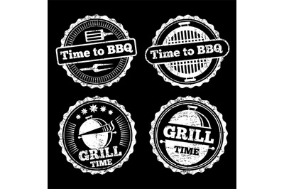 BBQ and grill time grunge labels design