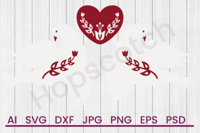 Folk Art Doves - SVG File, DXF File