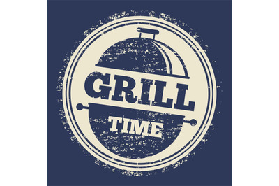 Grill grunge label design on blue backdrop