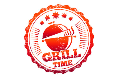 Grill time vector label design