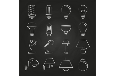 Hand drawn lamp icons collection
