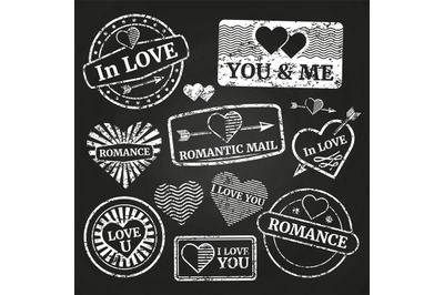 Romantic postage grunge stamp collection