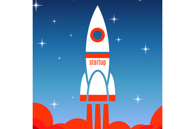 Startup concept background with spaceship